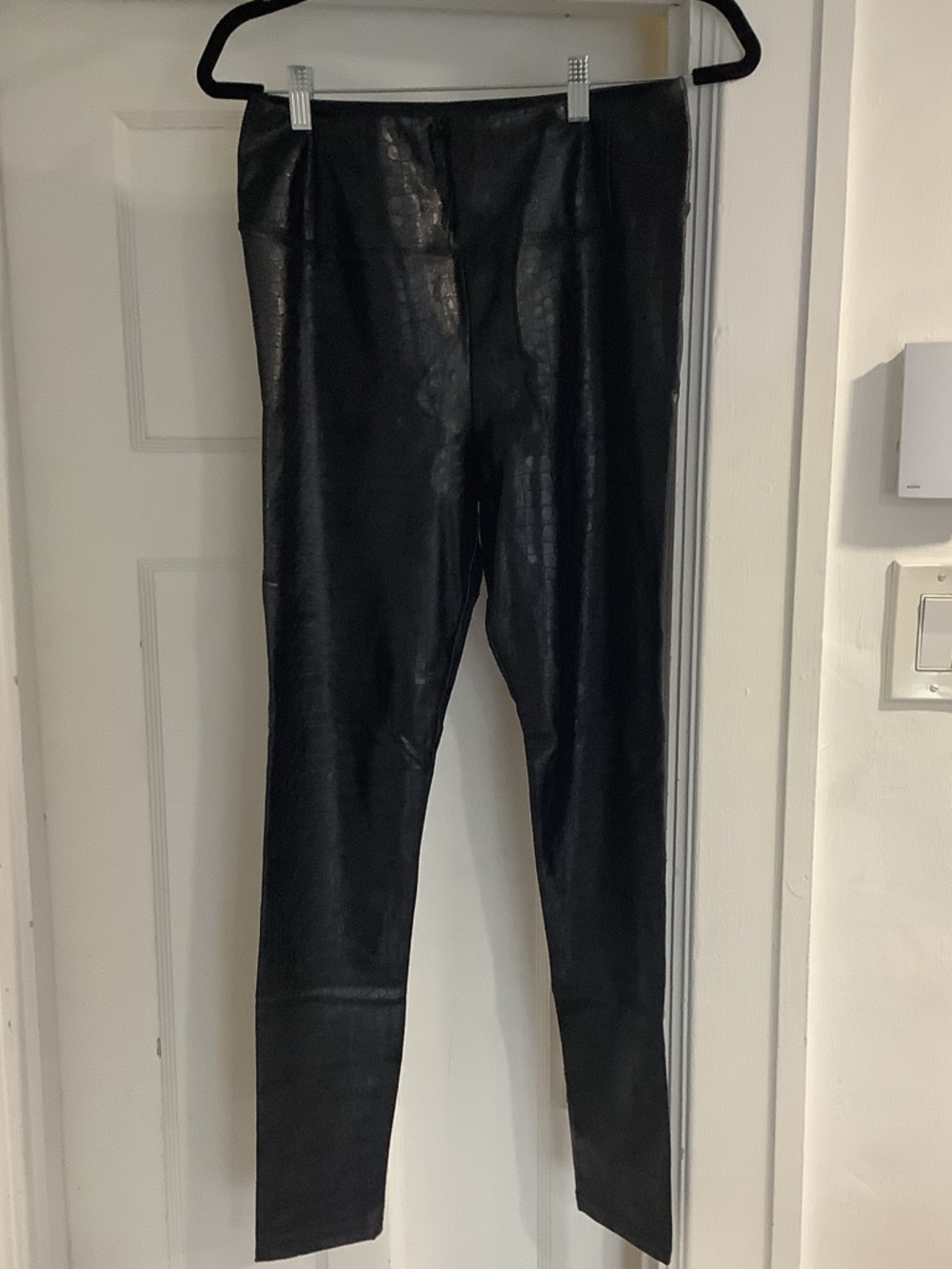7 For All Mankind Black Croc-Embossed Pant